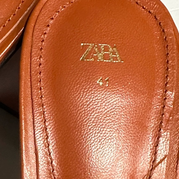 ZARA Women's Square Toe Heeled Slip Sandals in Brown US Size 10 Run Small, New - Picture 4 of 10